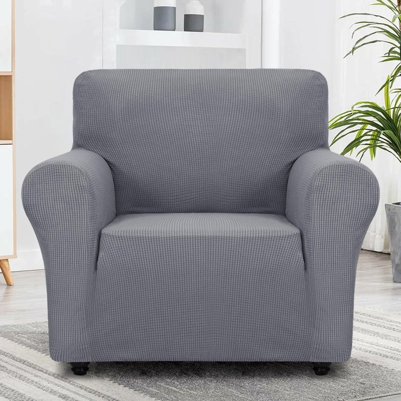 ZNSAYOTX Super Stretch Chair Slipcover Universal Sofa Chair Covers for Living Room Dogs Pet Furniture Protector Spandex Armchair Slipcovers with Anti Slip Foam Sticks (Light Grey, Chair) - Image 5